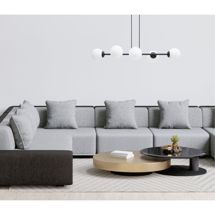 Lampadario a sospensione con filo FIRA 5xE27/60W/230V nero