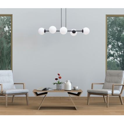 Lampadario a sospensione con filo FIRA 5xE27/60W/230V nero