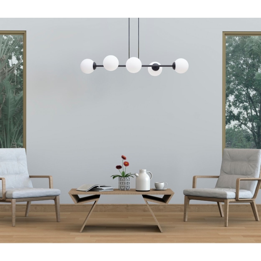 Lampadario a sospensione con filo FIRA 5xE27/60W/230V nero