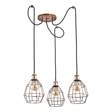 Lampadario a sospensione con filo FIREFOX 3xE27/15W/230V ragno bronzo