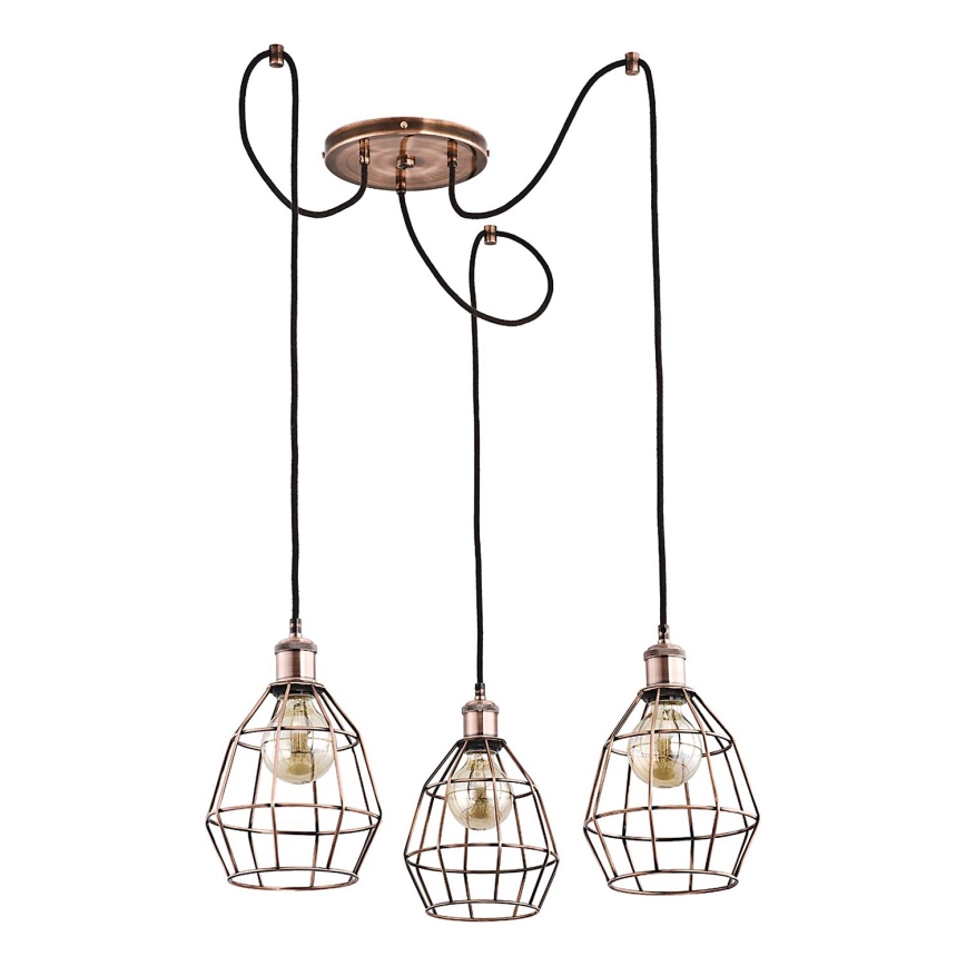 Lampadario a sospensione con filo FIREFOX 3xE27/15W/230V ragno bronzo