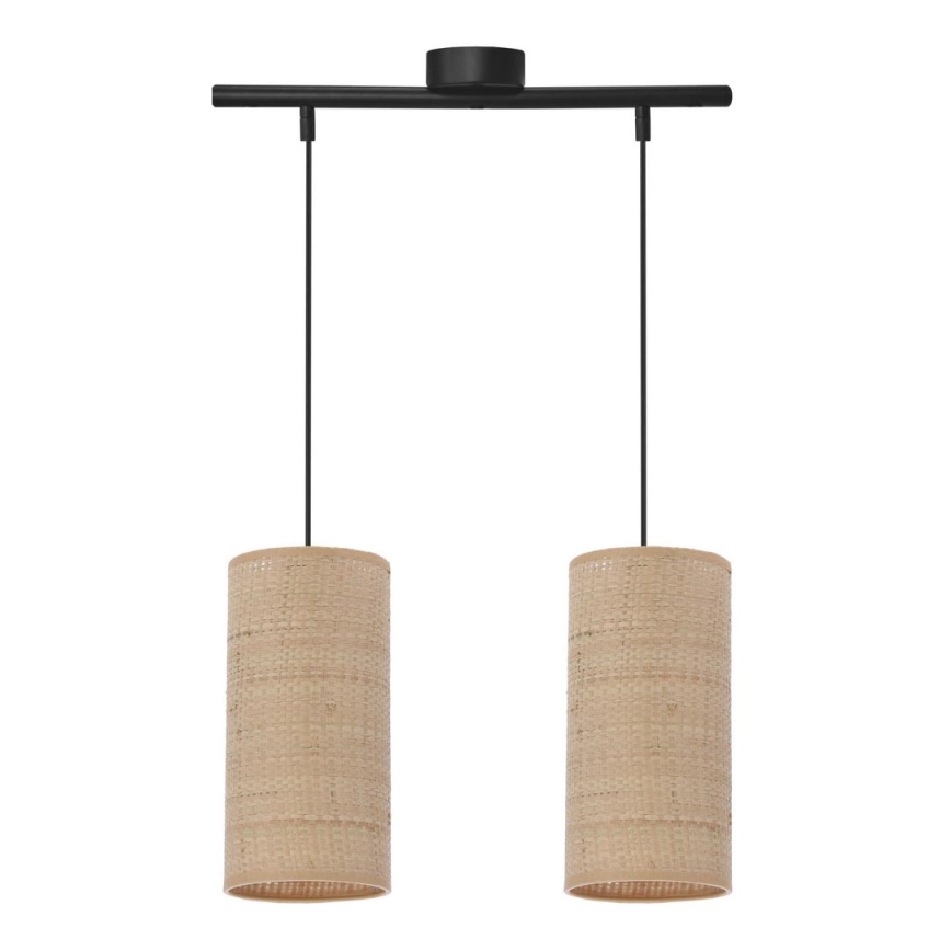 Lampadario a sospensione con filo FLERI 2xE27/60W/230V rattan
