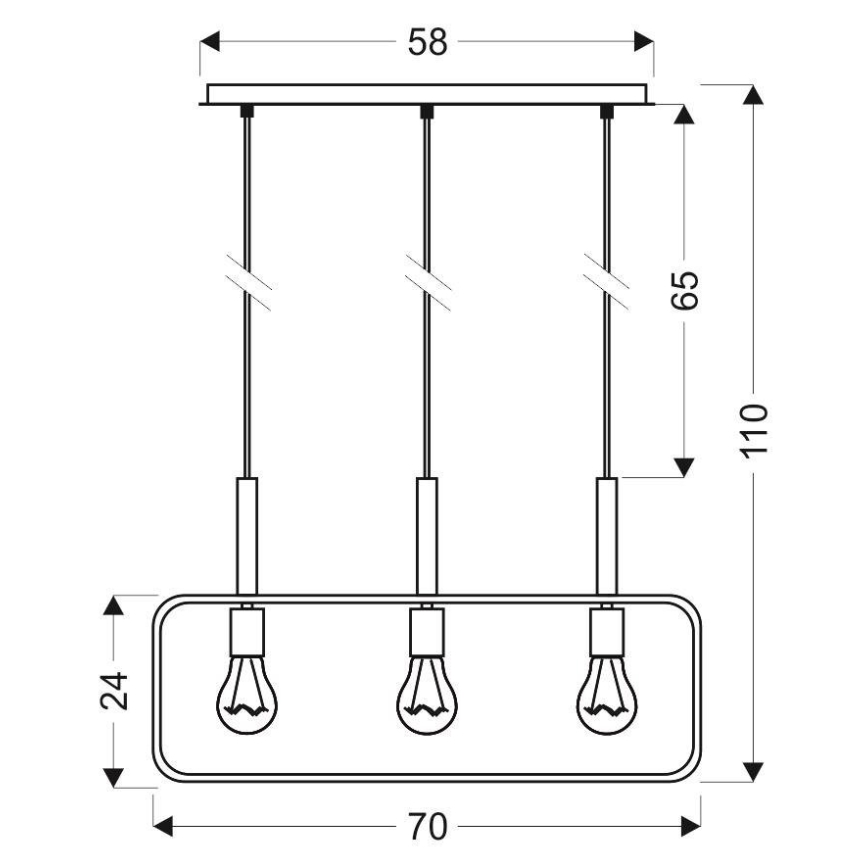 Lampadario a sospensione con filo FRAME 3xE27/60W/230V nero