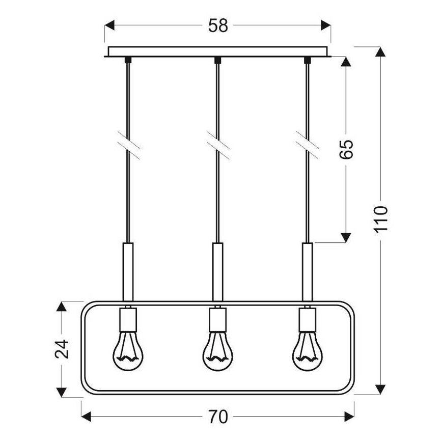 Lampadario a sospensione con filo FRAME 3xE27/60W/230V nero