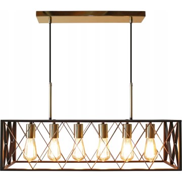 Lampadario a sospensione con filo FRAME 6xE27/60W/230V nero/oro