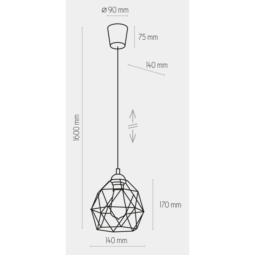 Lampadario a sospensione con filo GALAXY 1xE27/60W/230V