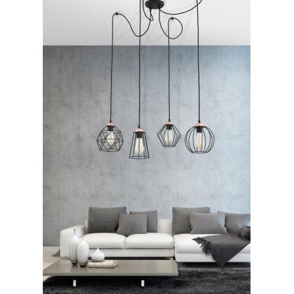 Lampadario a sospensione con filo GALAXY 4xE27/60W/230V ragno