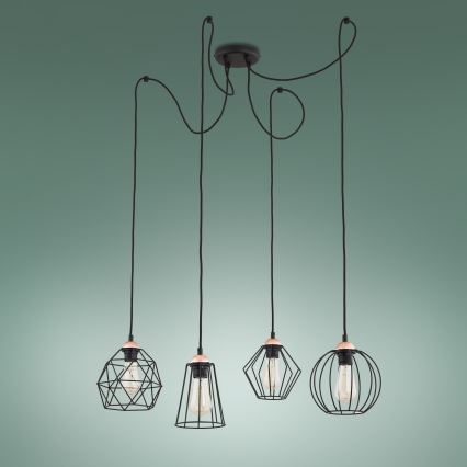 Lampadario a sospensione con filo GALAXY 4xE27/60W/230V ragno