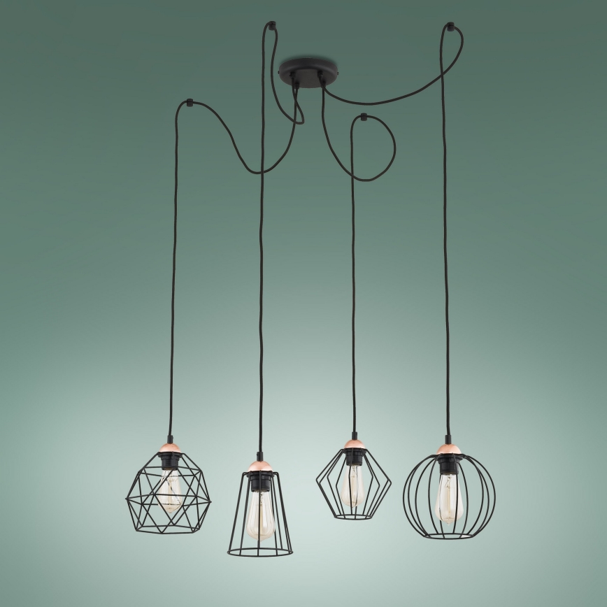 Lampadario a sospensione con filo GALAXY 4xE27/60W/230V ragno