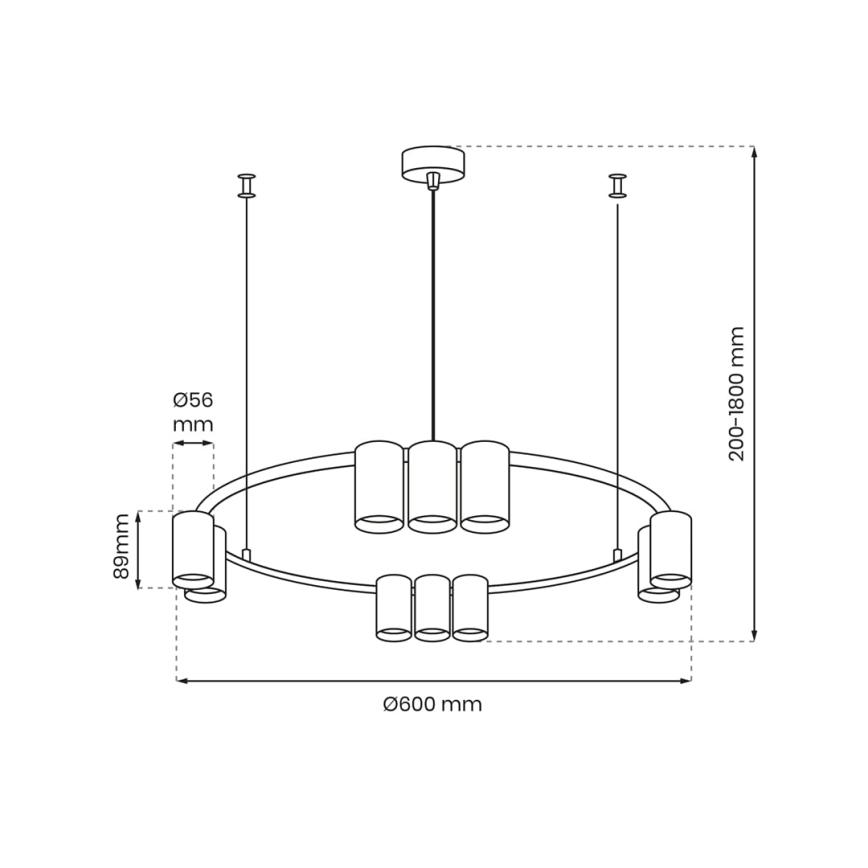 Lampadario a sospensione con filo GENESIS 10xGU10/8W/230V bianco