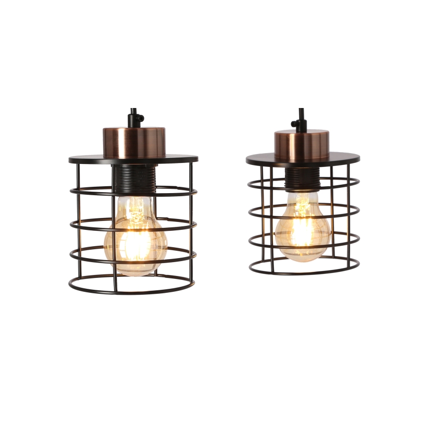 Lampadario a sospensione con filo GLOB 2xE27/40W/230V nero