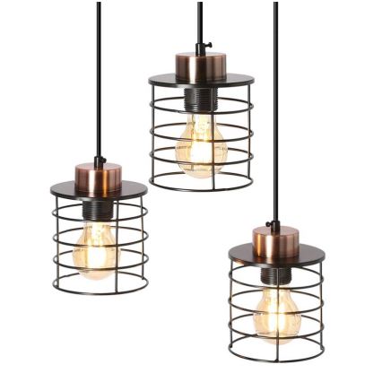 Lampadario a sospensione con filo GLOB 3xE27/40W/230V nero