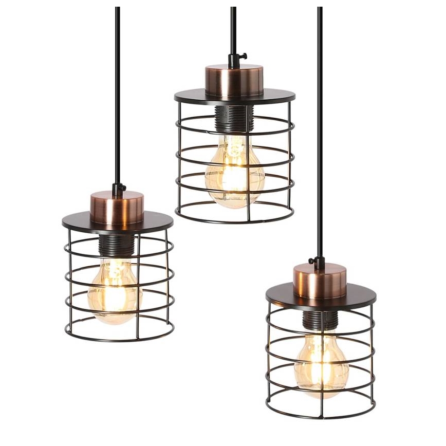 Lampadario a sospensione con filo GLOB 3xE27/40W/230V nero