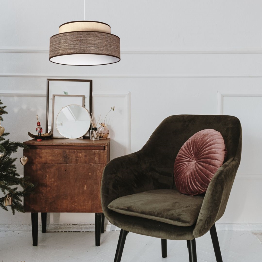 Lampadario a sospensione con filo GRACE 1xE27/60W/230V color crema/marrone