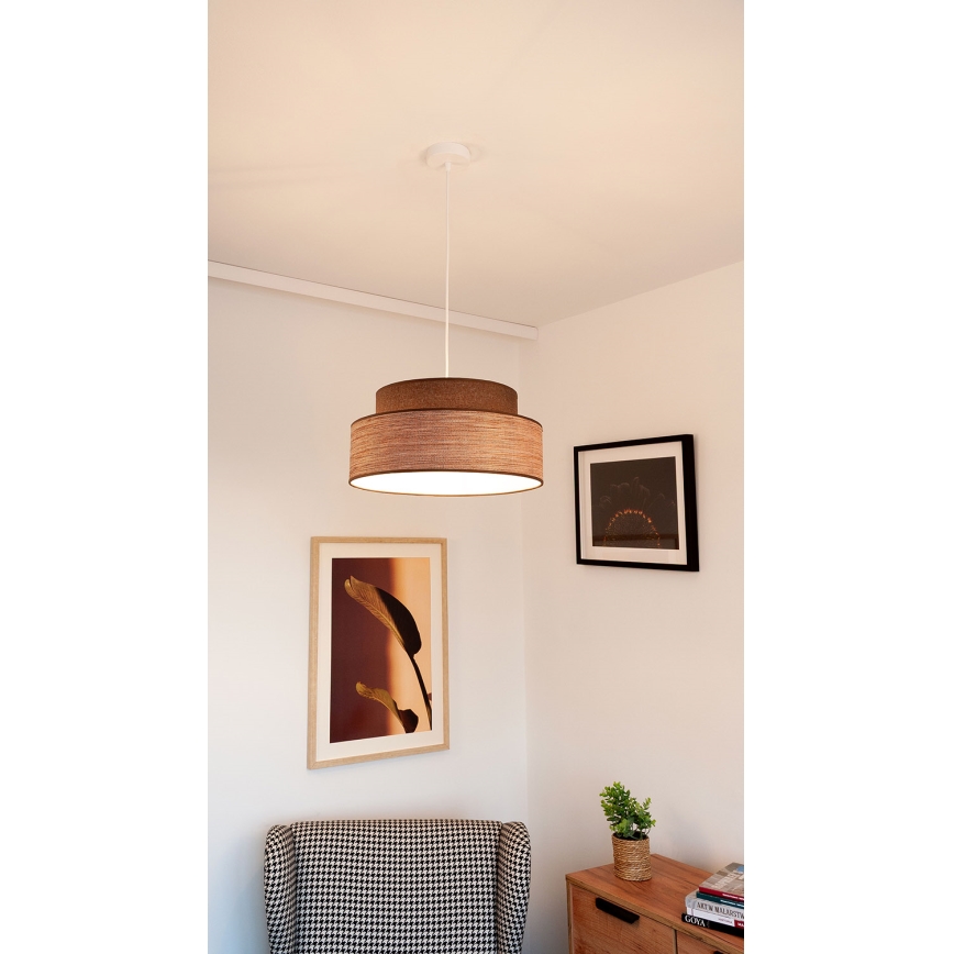 Lampadario a sospensione con filo GRACE 1xE27/60W/230V diametro 40 cm marrone/beige