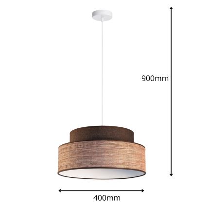 Lampadario a sospensione con filo GRACE 1xE27/60W/230V diametro 40 cm marrone/beige