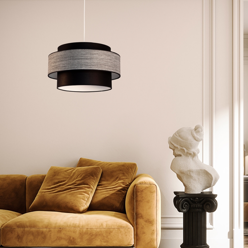 Lampadario a sospensione con filo GRACE 1xE27/60W/230V diametro 40 cm nero/grigio