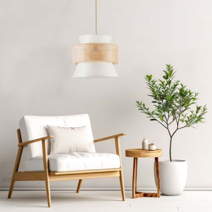 Lampadario a sospensione con filo GRENADA 1xE27/20W/230V diametro 40 cm beige
