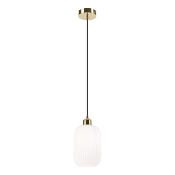 Lampadario a sospensione con filo HARMA 1xE27/15W/230V diametro 14 cm bianco/oro