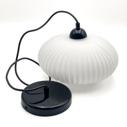 Lampadario a sospensione con filo HARMA 1xE27/15W/230V diametro 30 cm bianco/nero