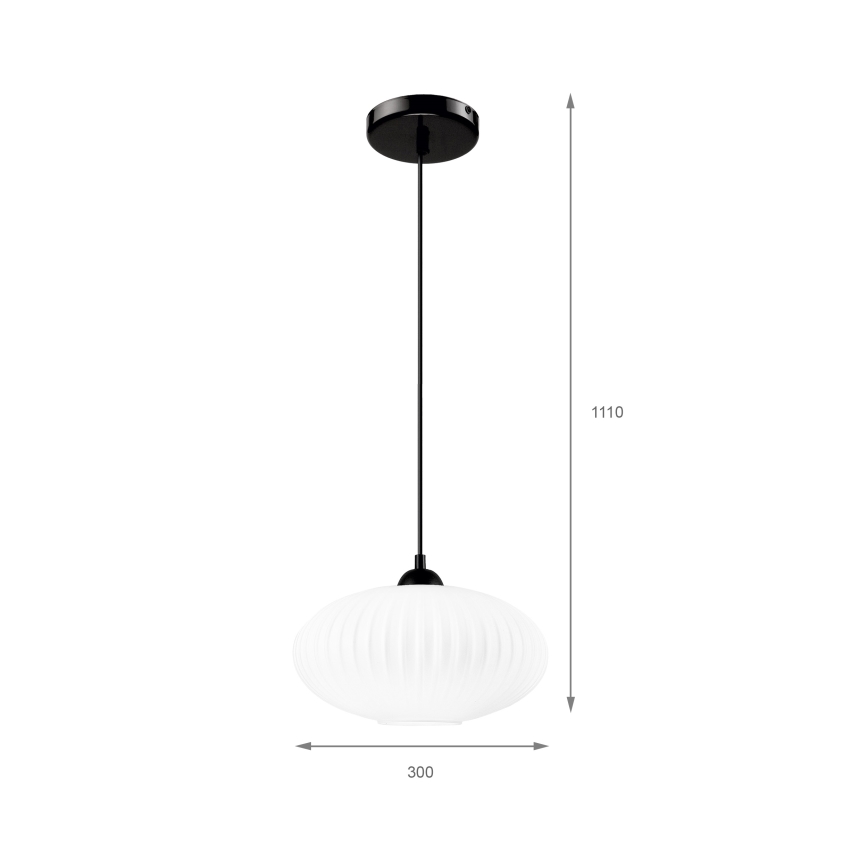 Lampadario a sospensione con filo HARMA 1xE27/15W/230V diametro 30 cm bianco/nero