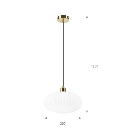 Lampadario a sospensione con filo HARMA 1xE27/15W/230V diametro 30 cm bianco/oro