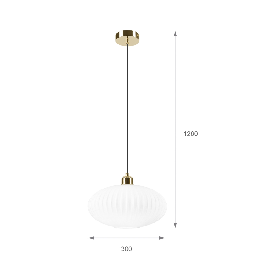 Lampadario a sospensione con filo HARMA 1xE27/15W/230V diametro 30 cm bianco/oro