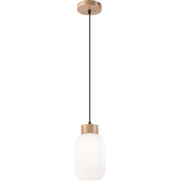 Lampadario a sospensione con filo HARMONY 1xE27/15W/230V diametro 14 cm bianco/quercia