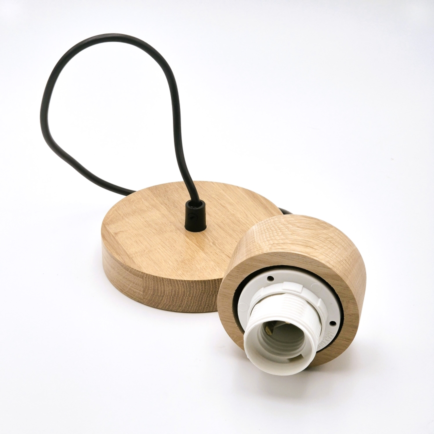 Lampadario a sospensione con filo HARMONY 1xE27/15W/230V diametro 14 cm bianco/quercia