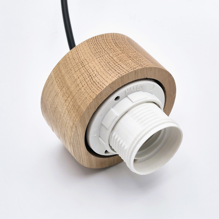 Lampadario a sospensione con filo HARMONY 1xE27/15W/230V diametro 14 cm bianco/quercia
