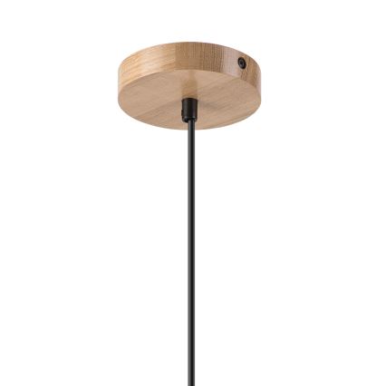 Lampadario a sospensione con filo HARMONY 1xE27/15W/230V diametro 14 cm bianco/quercia