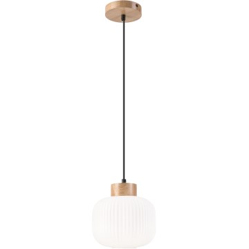 Lampadario a sospensione con filo HARMONY 1xE27/15W/230V diametro 20 cm bianco/quercia