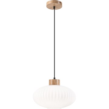Lampadario a sospensione con filo HARMONY 1xE27/15W/230V diametro 30 cm bianco/quercia