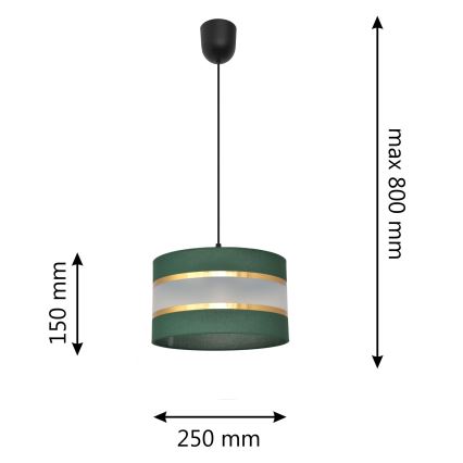 Lampadario a sospensione con filo HELEN 1xE27/15W/230V diametro 25 cm verde/oro
