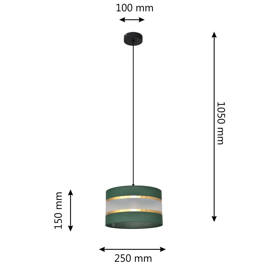 Lampadario a sospensione con filo HELEN 1xE27/15W/230V diametro 25 cm verde/oro