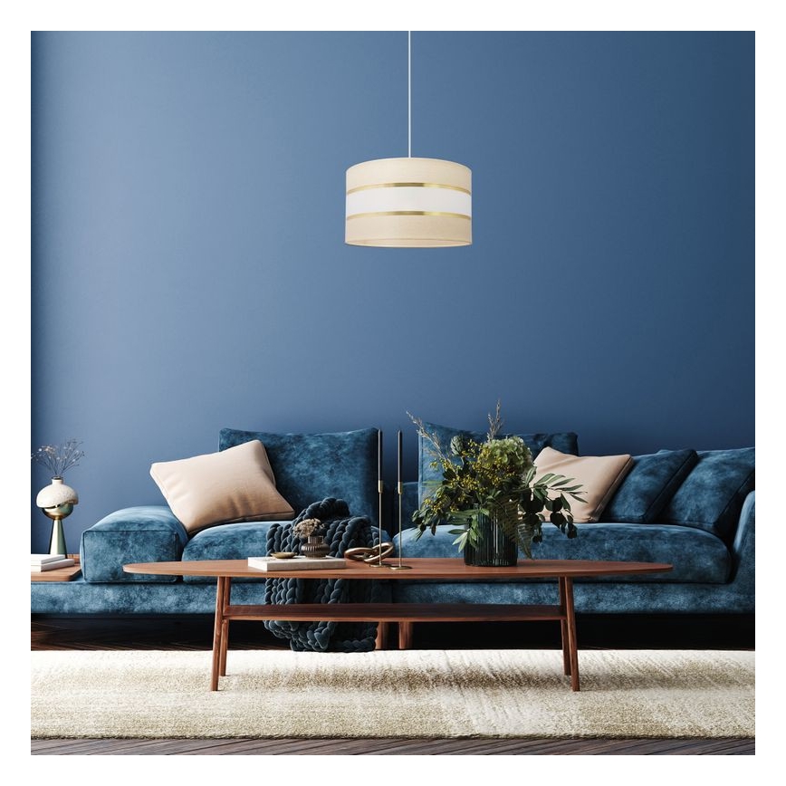 Lampadario a sospensione con filo HELEN 1xE27/15W/230V diametro 35 cm color crema/oro
