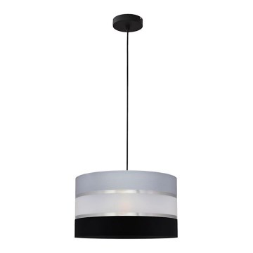 Lampadario a sospensione con filo HELEN 1xE27/15W/230V diametro 35 cm nero/grigio/argento