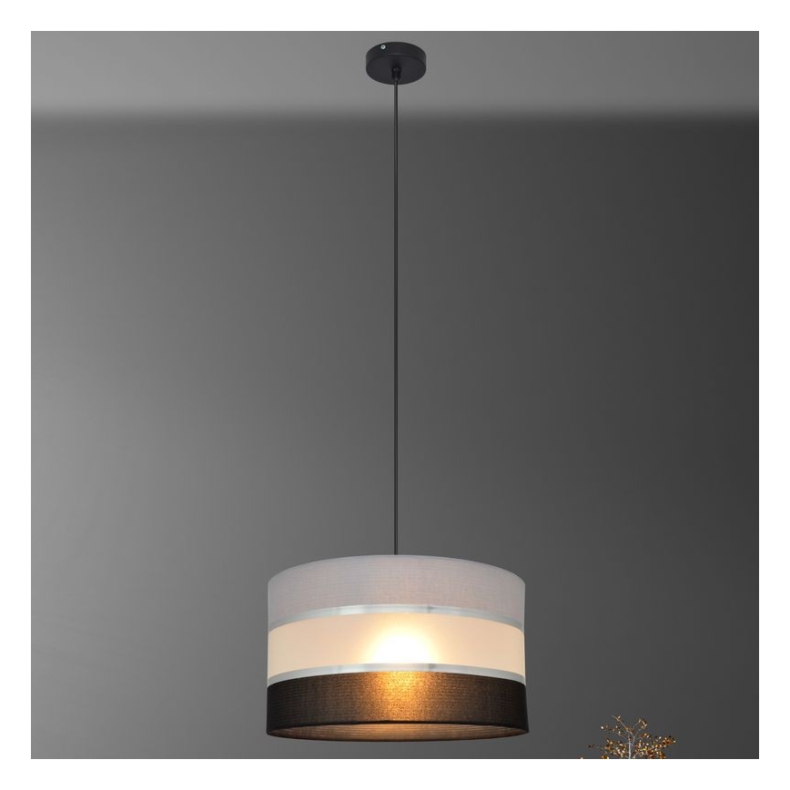 Lampadario a sospensione con filo HELEN 1xE27/15W/230V diametro 35 cm nero/grigio/argento