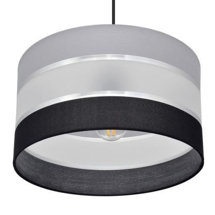 Lampadario a sospensione con filo HELEN 1xE27/15W/230V diametro 35 cm nero/grigio/argento