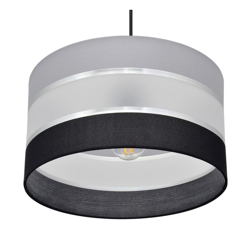 Lampadario a sospensione con filo HELEN 1xE27/15W/230V diametro 35 cm nero/grigio/argento
