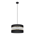 Lampadario a sospensione con filo HELEN 1xE27/15W/230V diametro 35 cm nero/oro