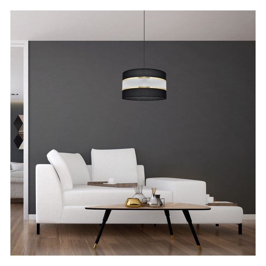 Lampadario a sospensione con filo HELEN 1xE27/15W/230V diametro 35 cm nero/oro