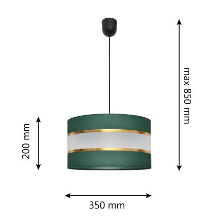 Lampadario a sospensione con filo HELEN 1xE27/15W/230V diametro 35 cm verde/oro