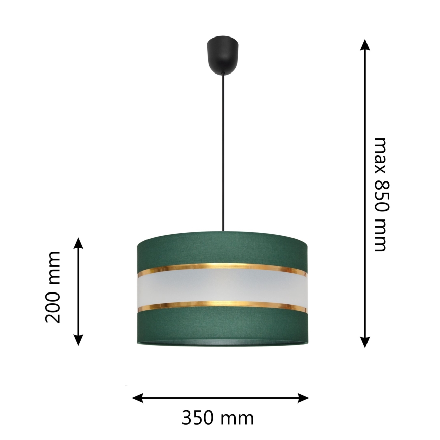 Lampadario a sospensione con filo HELEN 1xE27/15W/230V diametro 35 cm verde/oro
