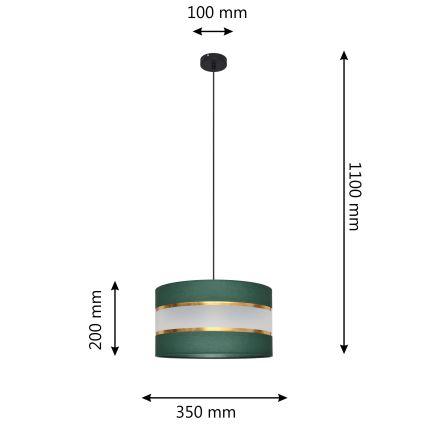 Lampadario a sospensione con filo HELEN 1xE27/15W/230V diametro 35 cm verde/oro