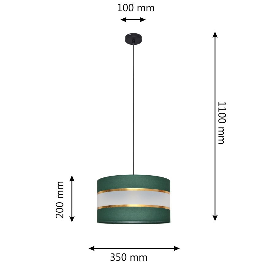 Lampadario a sospensione con filo HELEN 1xE27/15W/230V diametro 35 cm verde/oro