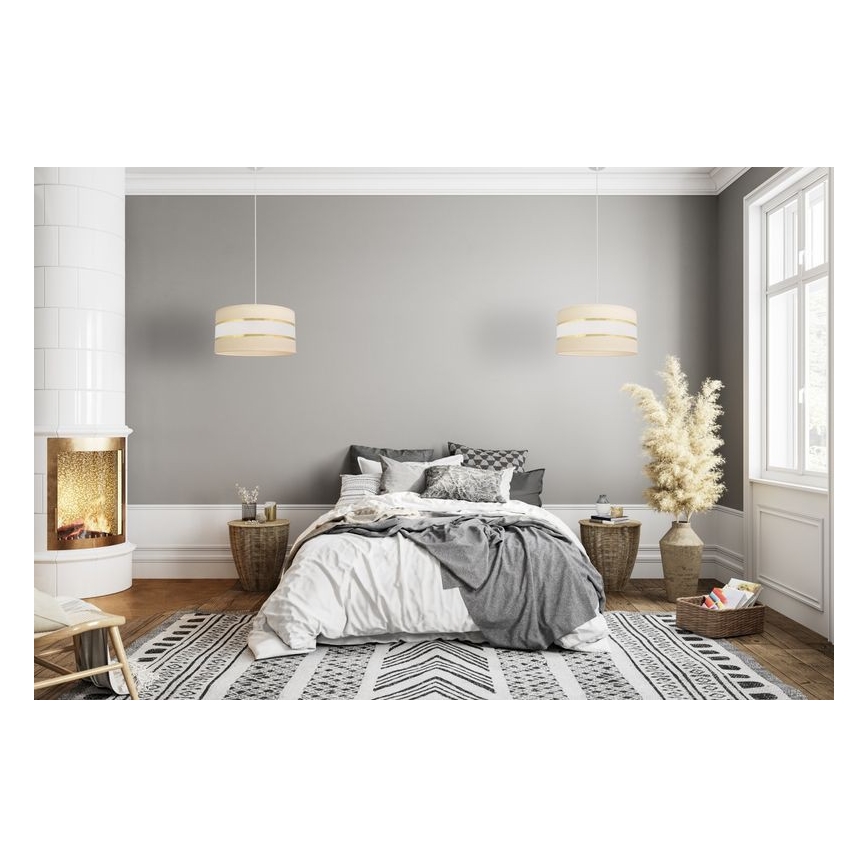 Lampadario a sospensione con filo HELEN 1xE27/15W/230V diametro 40 cm color crema/oro