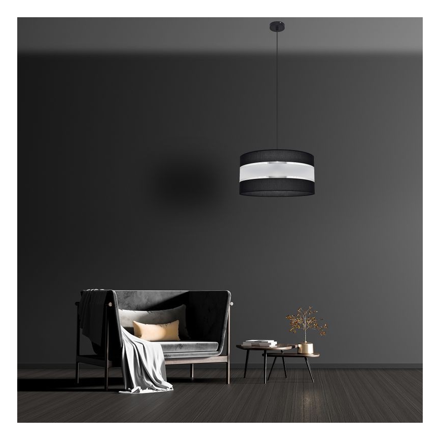 Lampadario a sospensione con filo HELEN 1xE27/15W/230V diametro 40 cm nero/argento