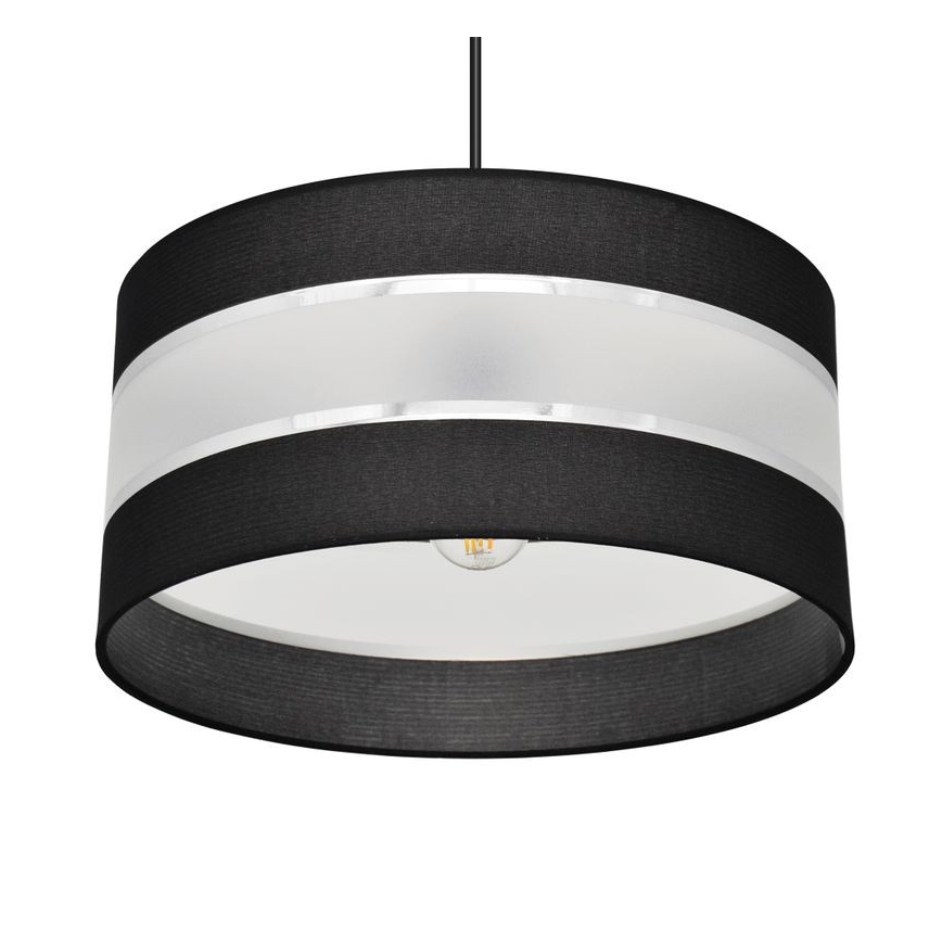 Lampadario a sospensione con filo HELEN 1xE27/15W/230V diametro 40 cm nero/argento