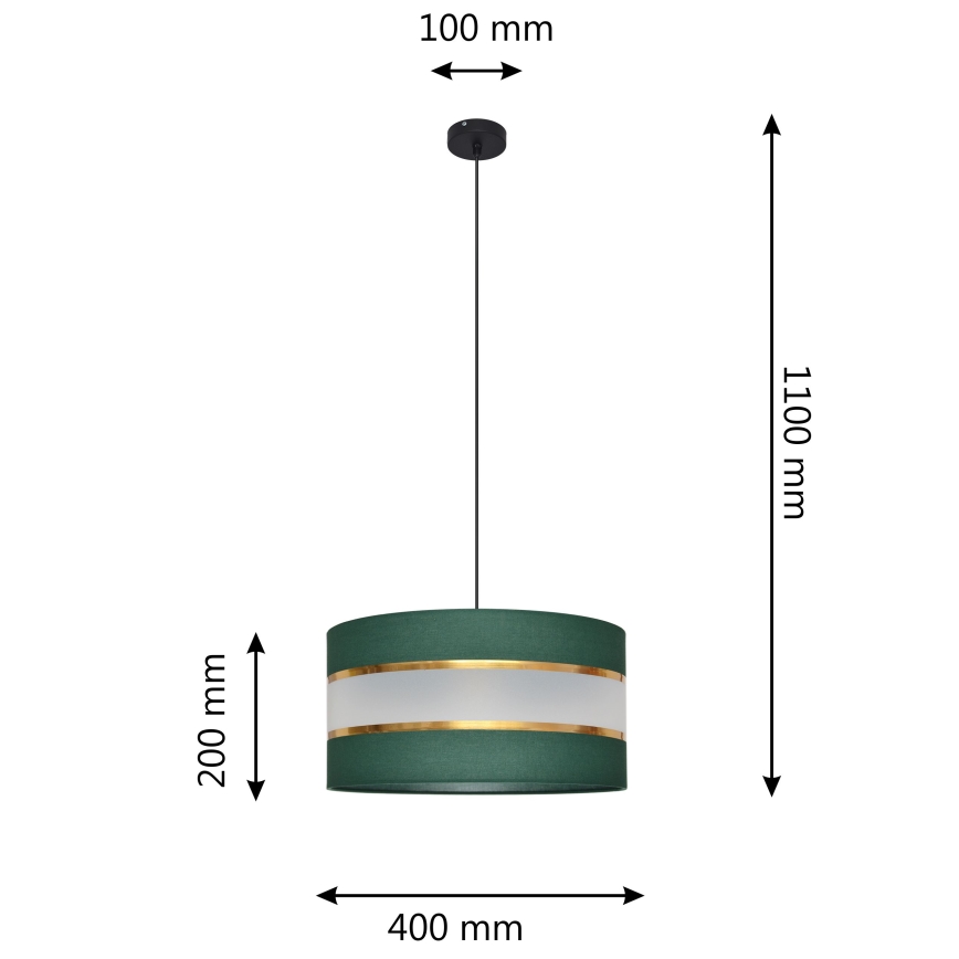 Lampadario a sospensione con filo HELEN 1xE27/15W/230V diametro 40 cm verde/oro